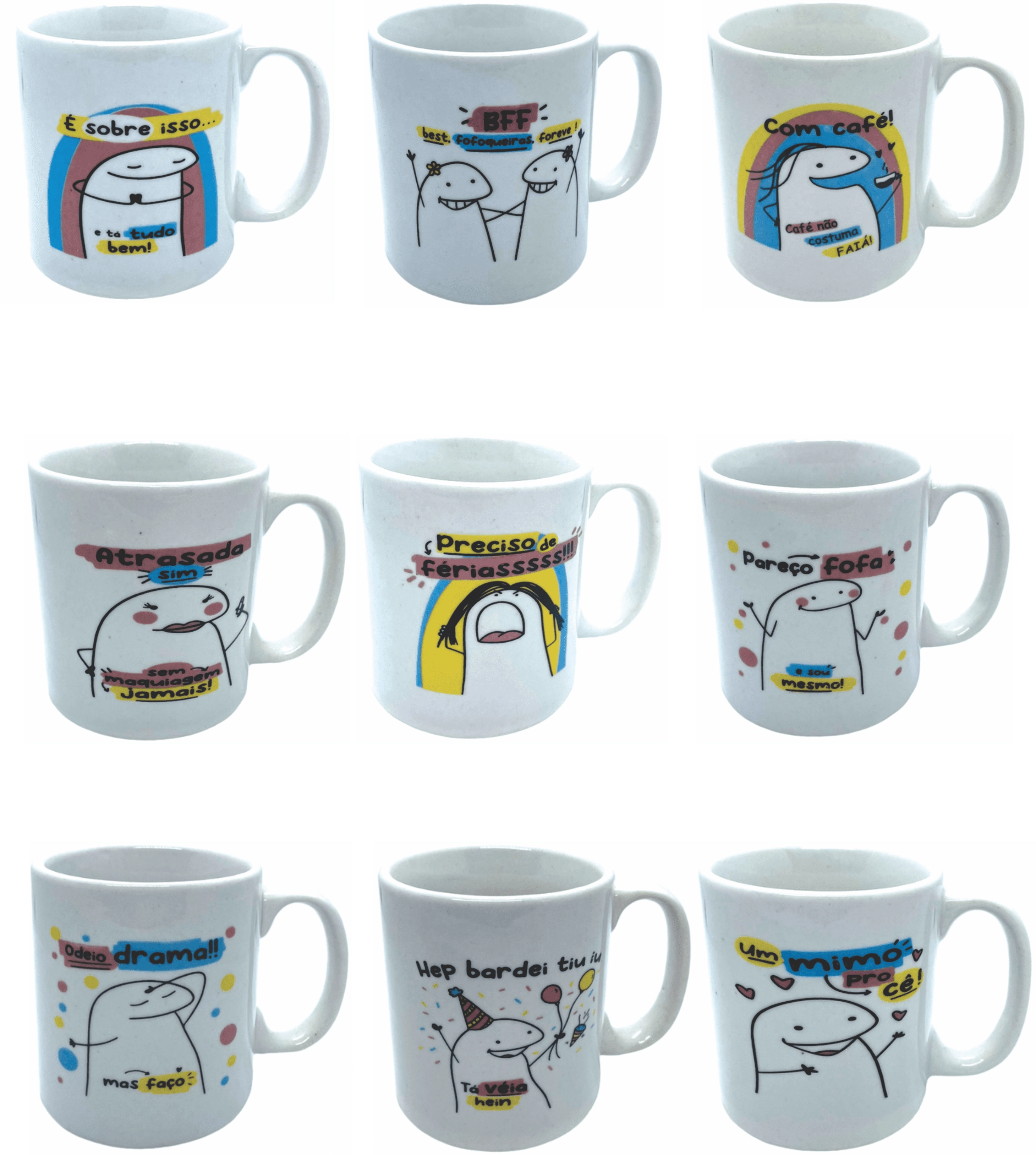 Caneca Porcelana Reta Caixa Flork 300ml U12 23 Unita