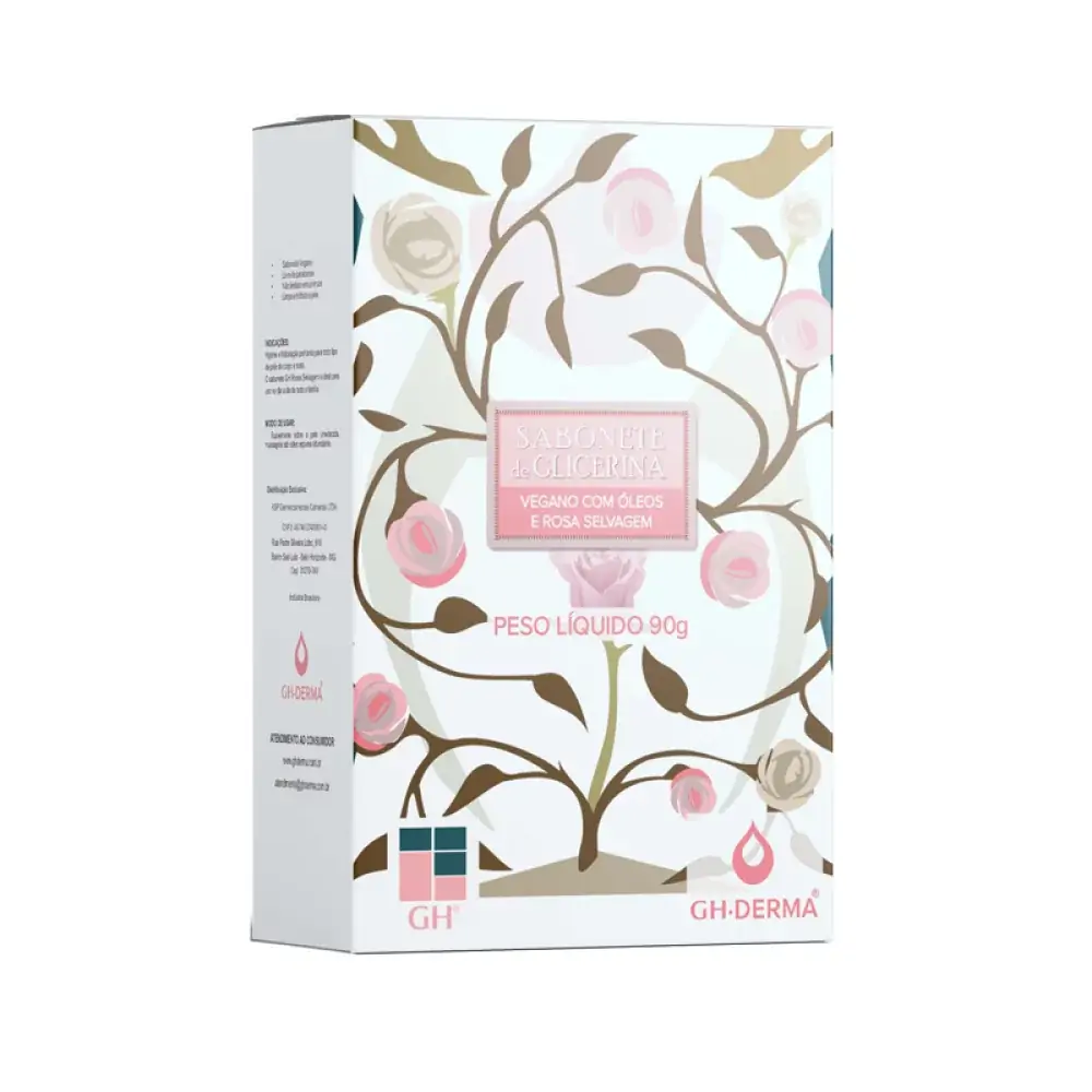 Sabonete Barra De Glicerina Rosa Selvagem Gh Derma Caixa 90g