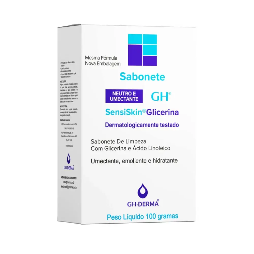 Sabonete Barra De Glicerina Neutro Gh Derma Sensiskin Caixa 100g