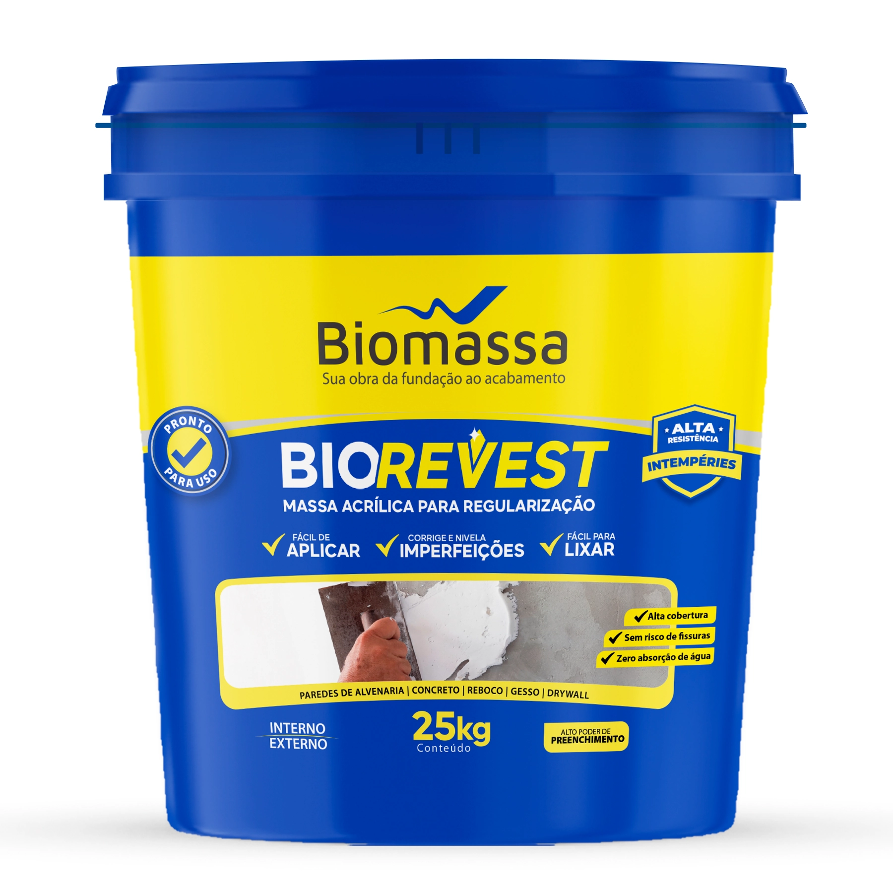 Massa Regularizadora 25kg por Demão Argamassa Polimérica Lisa Biomassa do Brasil