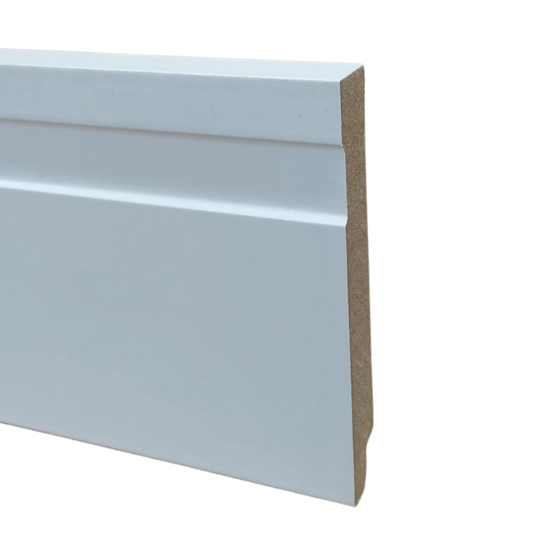 01 Barra - 2,10 Metros De Rodapé 08 Cm Branco Em Mdf