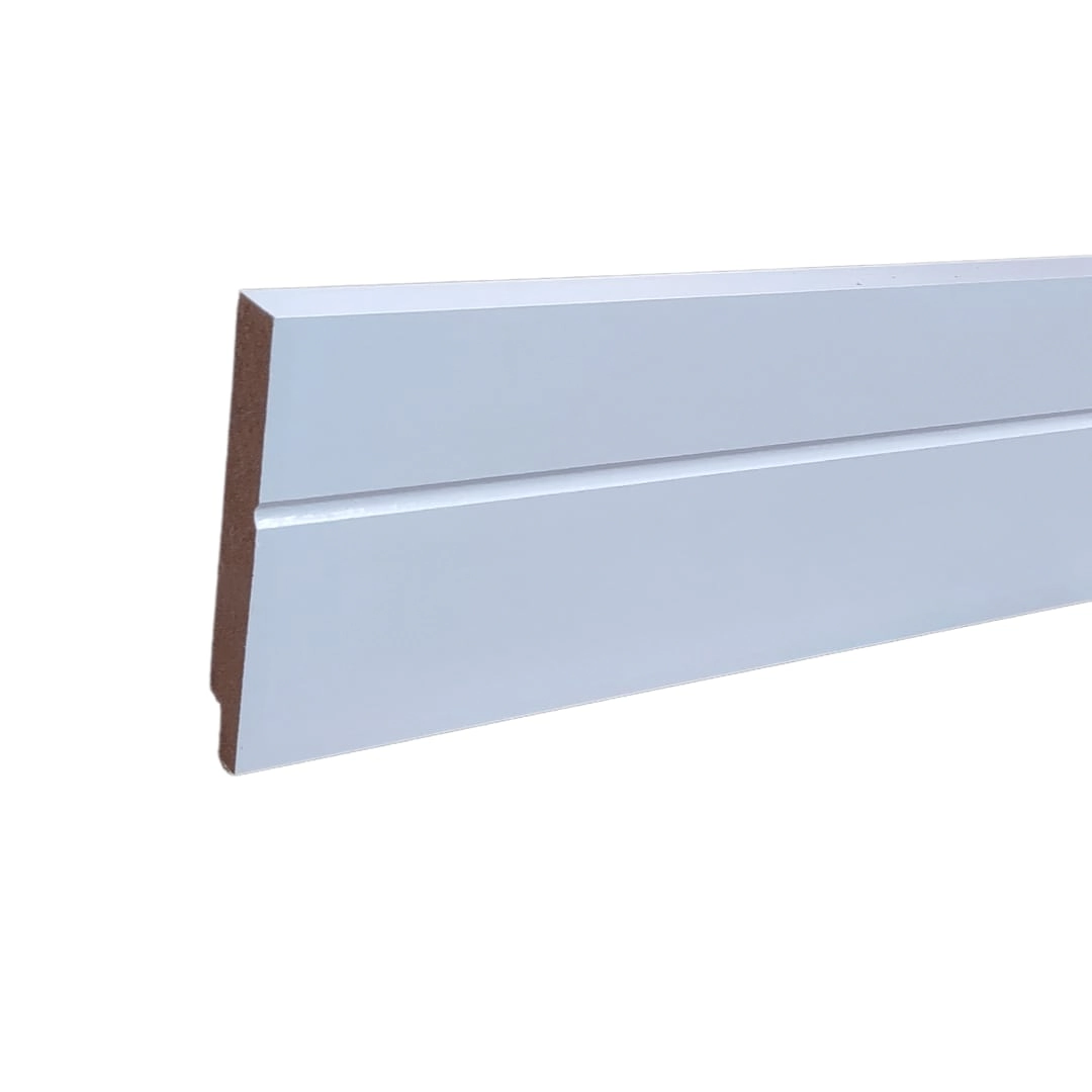 01 Barra - 2,10 Metros De Rodapé 10 Cm Branco Em Mdf
