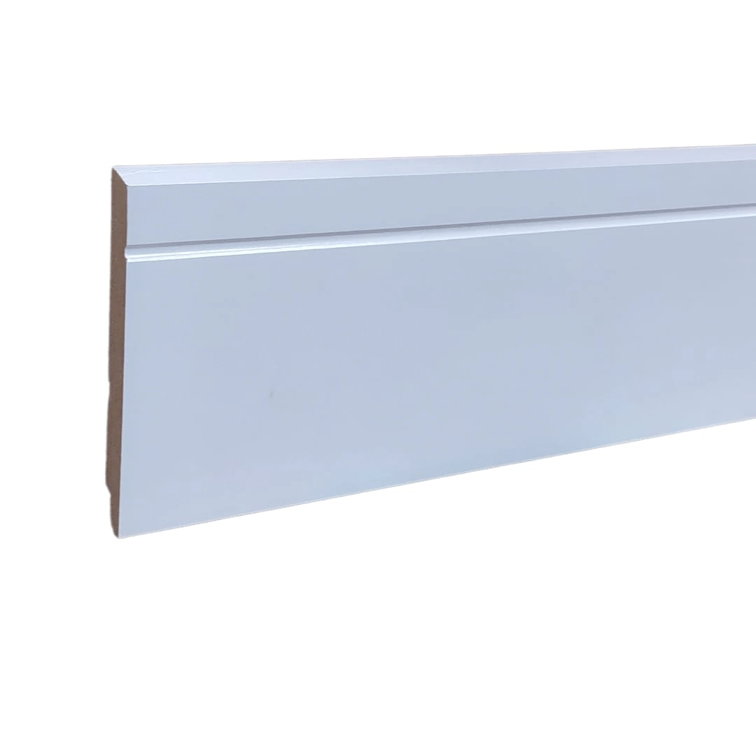 01 Barra - 2,10 Metros De Rodapé 12 Cm Branco Em Mdf