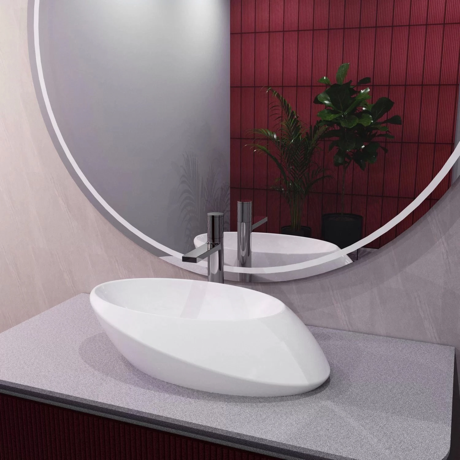 Cuba De Apoio Oval 53x32x14cm Vulcano Acqua Brasil Branco Brilhante