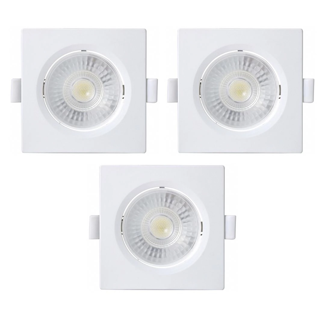 Kit 3 Spot Embutir Taschibra Alltop Quadrado Led 5w 6500k