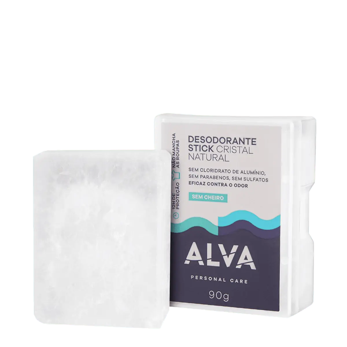 Alva Personal Care Cristal Natural Sem Cheiro - Desodorante Stone Refil Vegano 90g