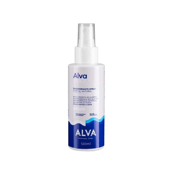 Desodorante Spray Alva Cristal Natural Sem Perfume 120ml
