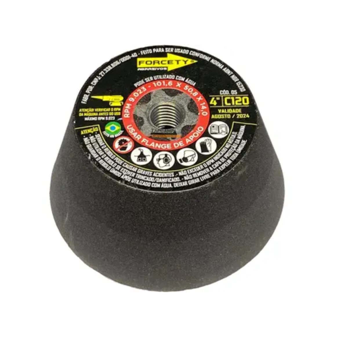 Rebolo Copo Cônico 4" Grão 120 - Forcety