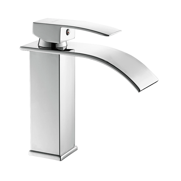 Torneira Misturador Monocomando Gowff Cromado Mod. Cascata Quadrado Baixo Para Banheiro