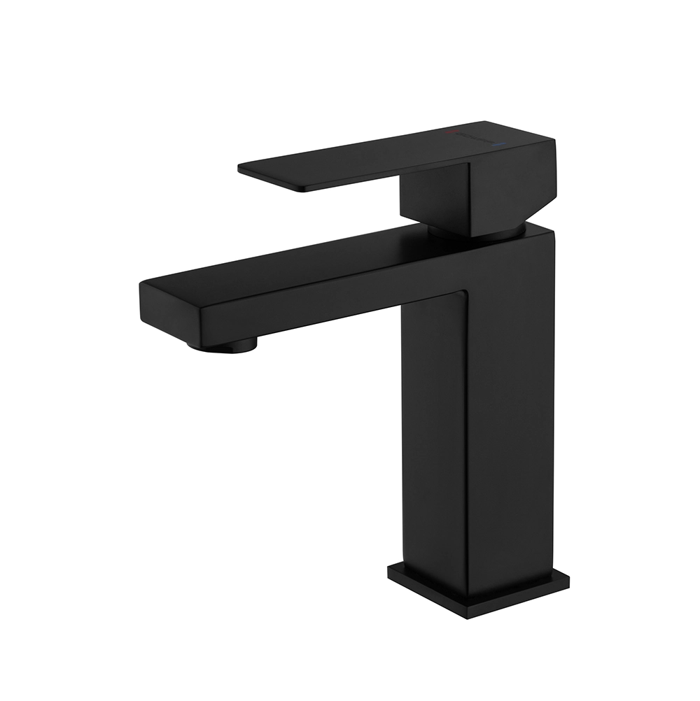 Torneira Misturador Monocomando Gowff Preto Fosco Mod. Quadrado Baixo Para Banheiro