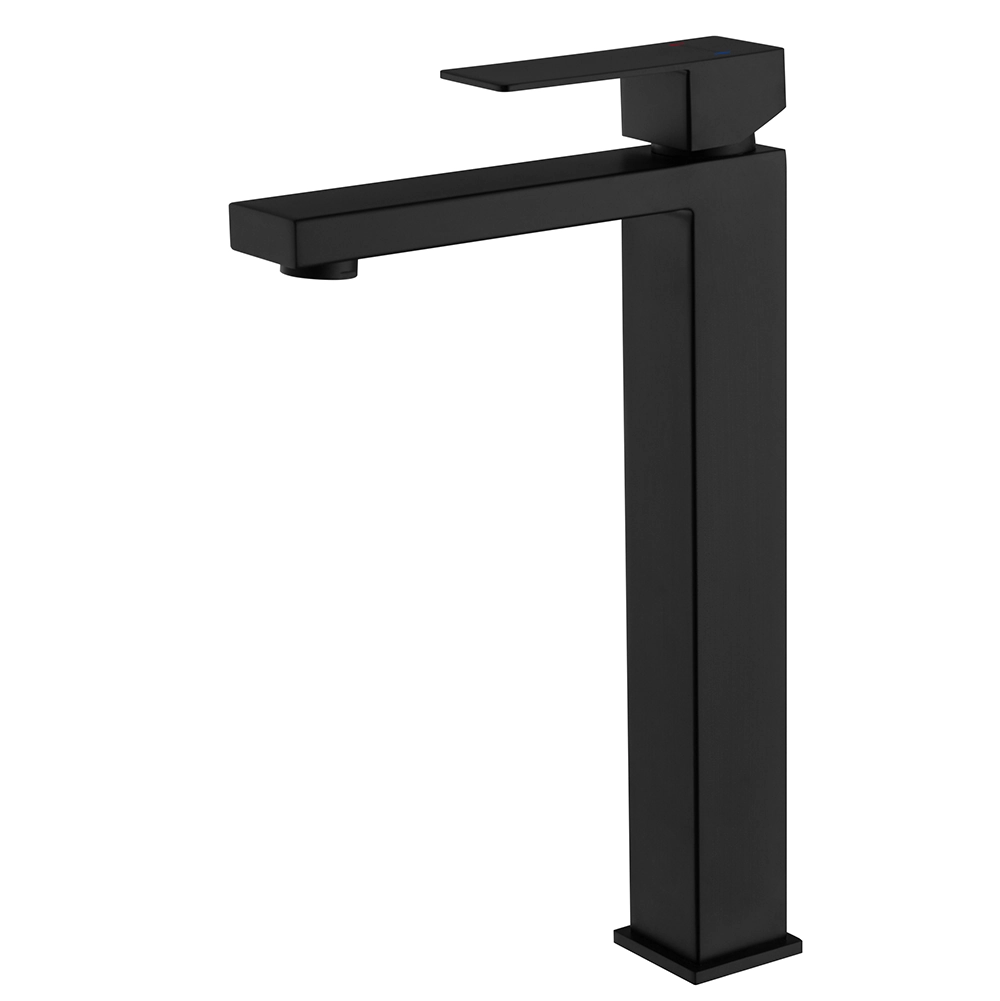 Torneira Misturador Monocomando Gowff Preto Fosco Mod. Quadrado Alto Para Banheiro
