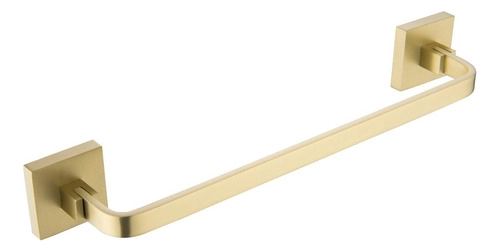 Toalheiro De Rosto Dourado Fosco Mod. Quadrado Barra 30cm Em Aço Inox