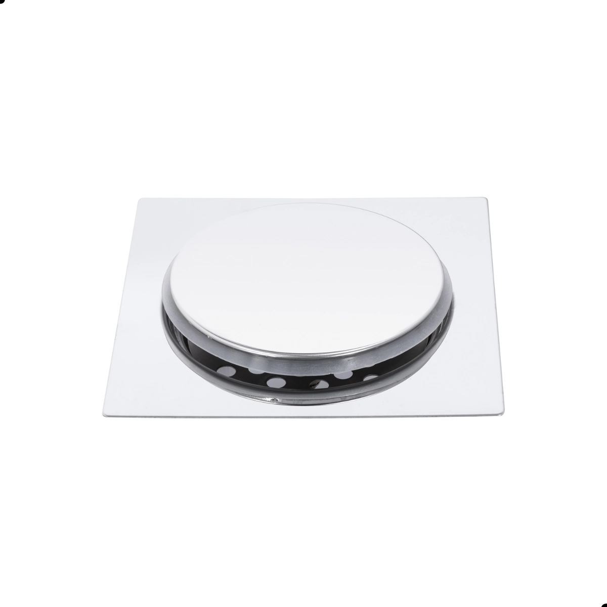 Ralo Click Inteligente de Banheiro 15x15 Cm Anti-inseto e Anti-odor Quadrado Aço Inox Cromado - Soft Inox
