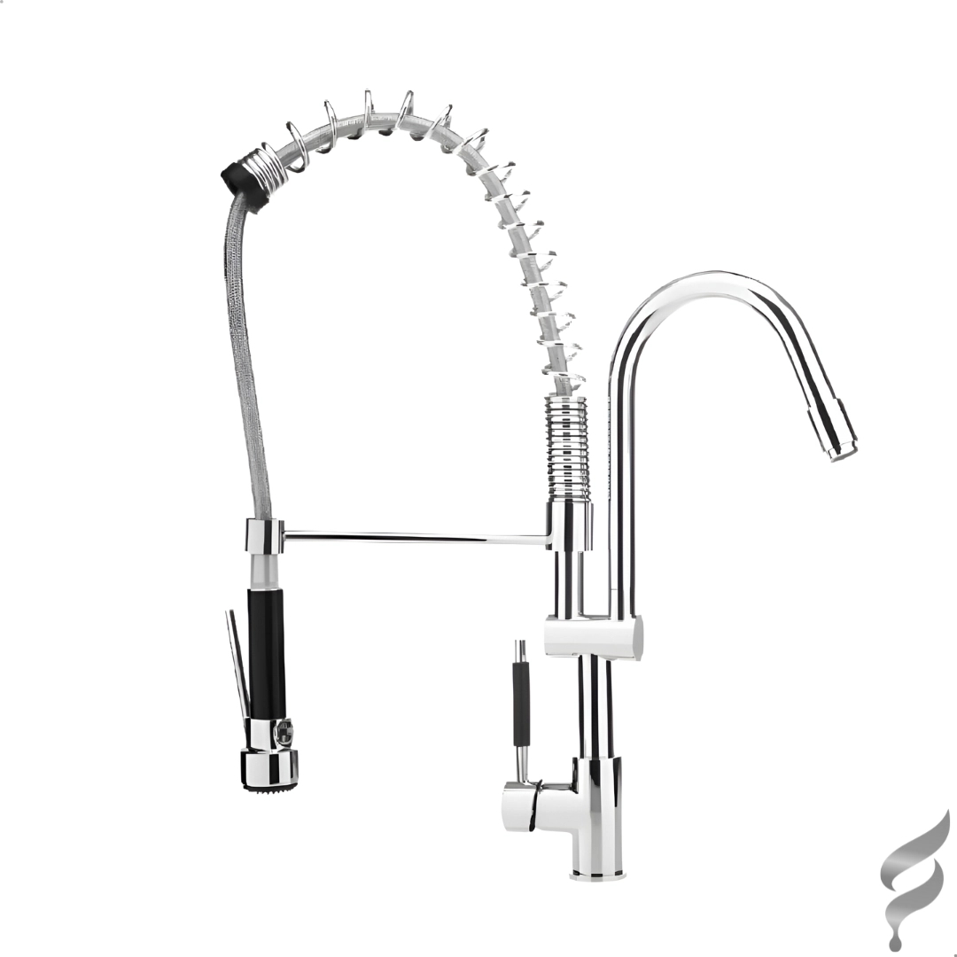 Torneira Monocomando Gourmet Cromada Para Cozinha 75cm 2 Saídas Com Bica Flexível