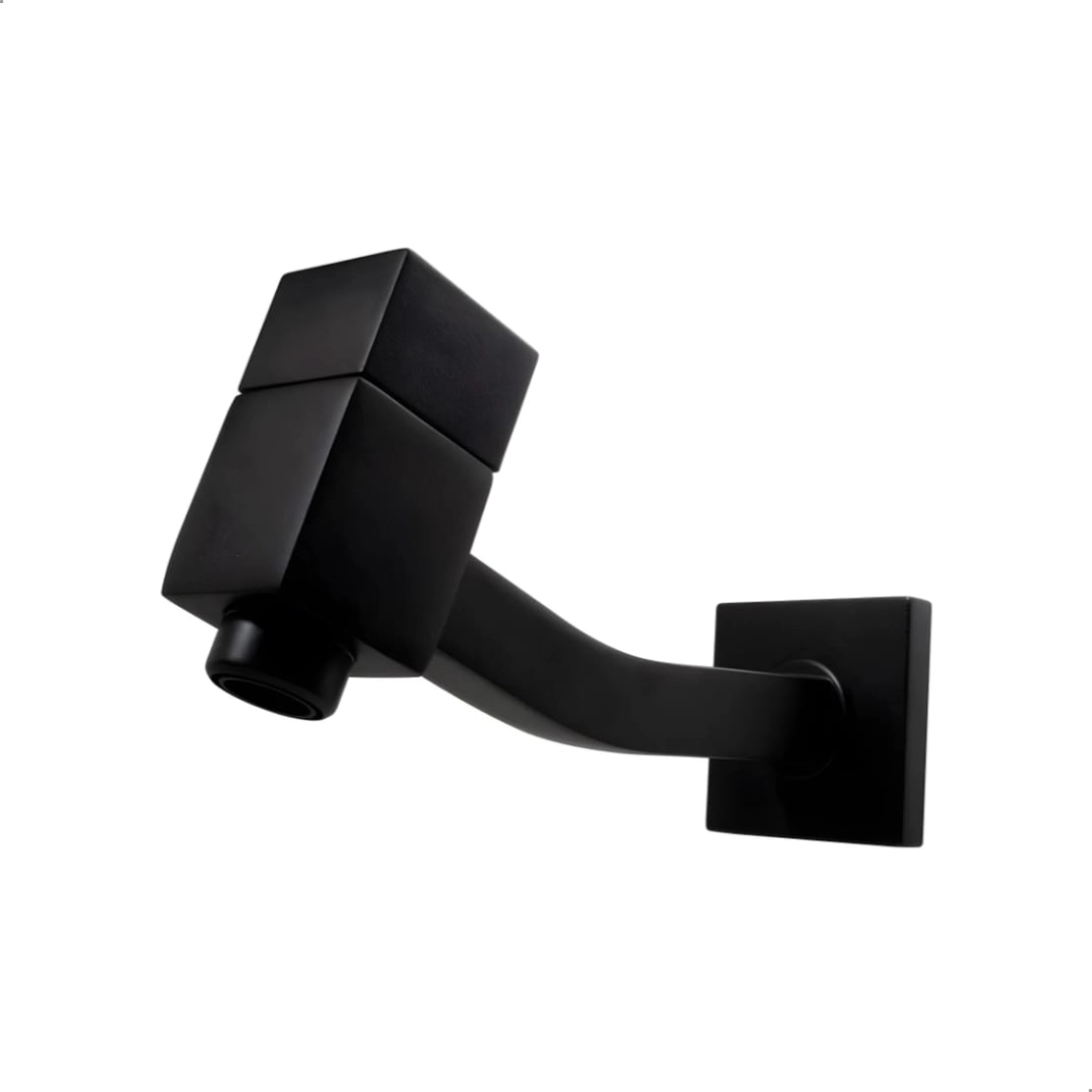 Torneira Banheiro Lavatório Parede Quadrada Black Matte