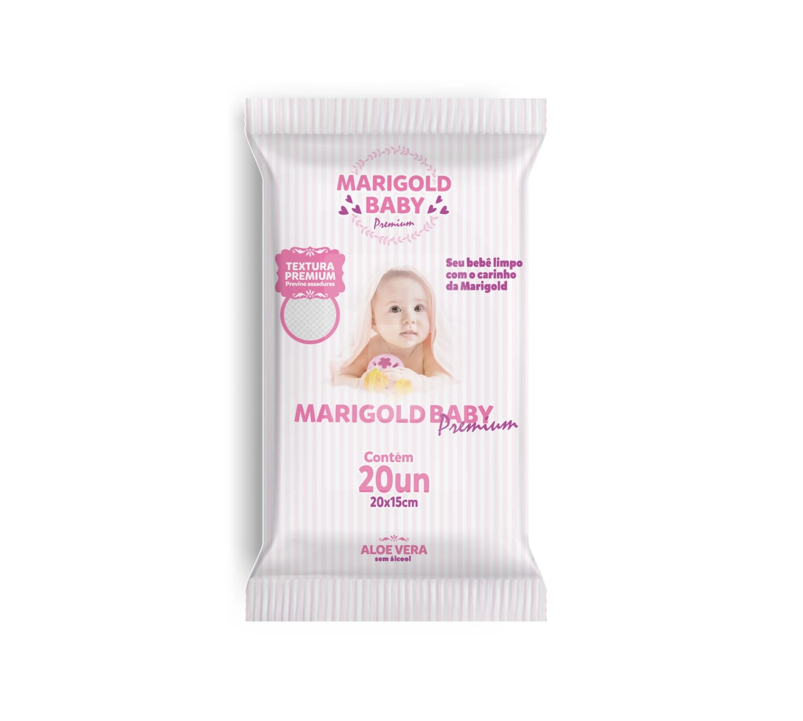 Toalhas Umedecidas Pocket Rosa Marigold Com 20 Unidades