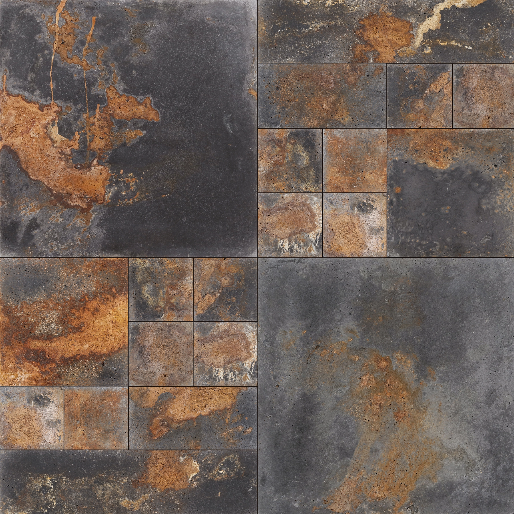 Kit 16 Peças Revestimento para Fachada Mosaico Etrúria Corten 100x100cm Artesano
