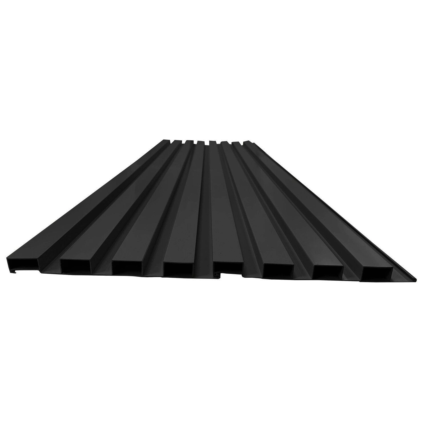 Painel Ripado Em Placa 100x0,15cm (1,05m²) Pvc + 2 Cantoneiras 1,05 Preto Preto