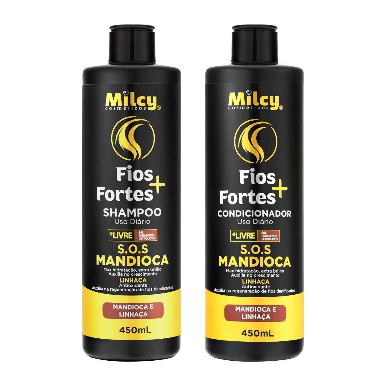 Kit Milcy Fios Fortes 450ml S.o.s Mandioca