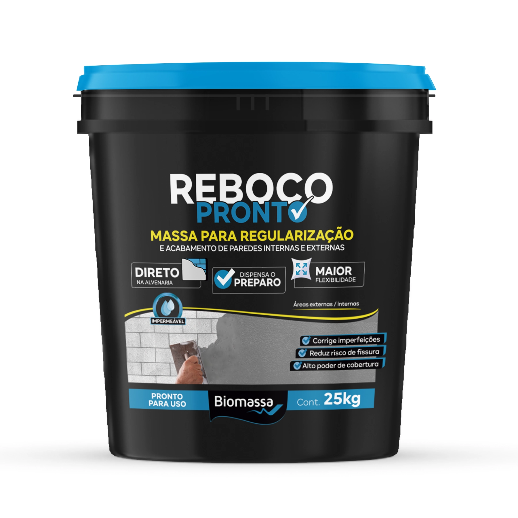 Reboco Pronto Impermeável Interno|Externo 25kg Massa para Regularização Biomassa do Brasil