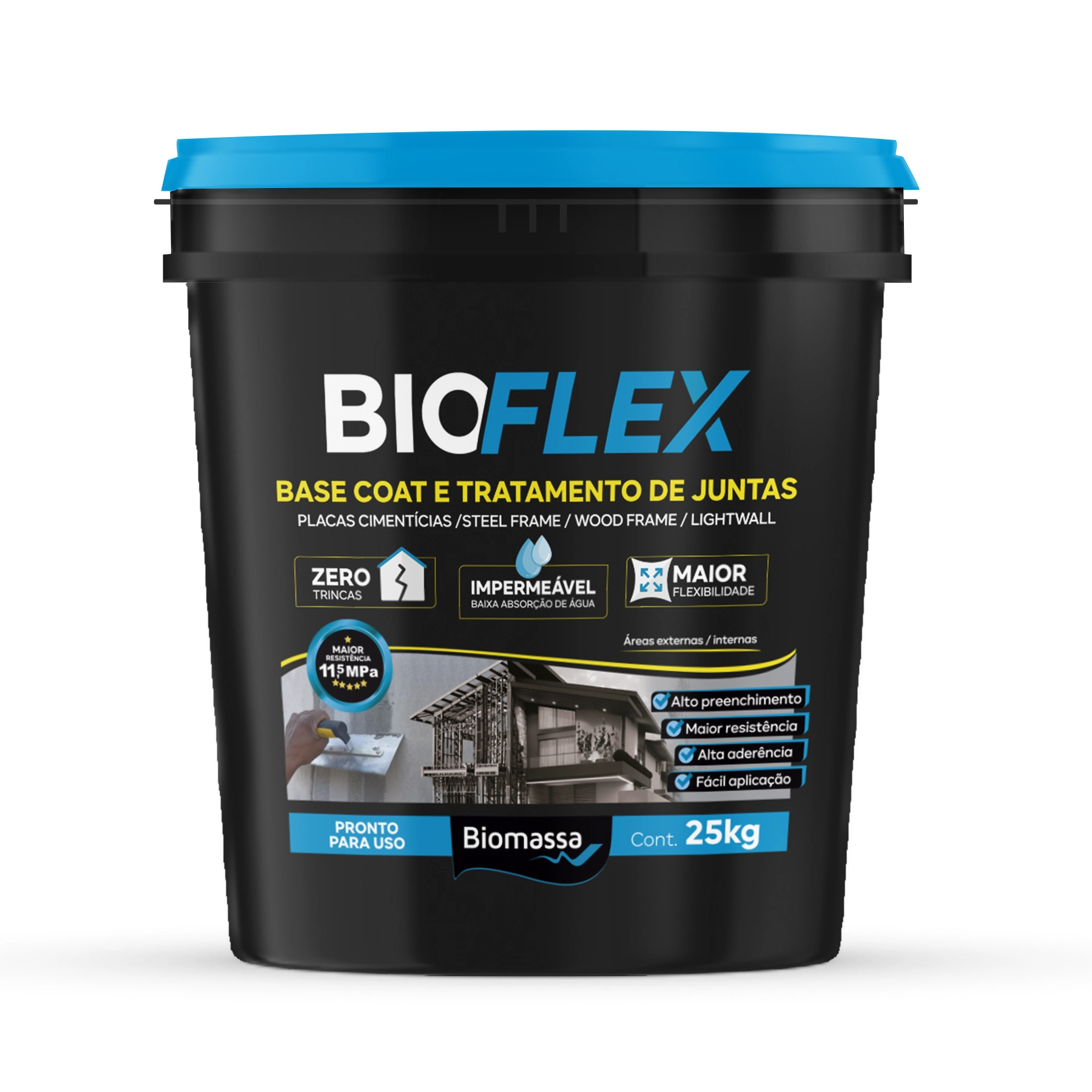 Argamassa Polimérica Interno e Externo 25kg Bioflex Base Coat e Tratamento de Juntas Biomassa do Brasil