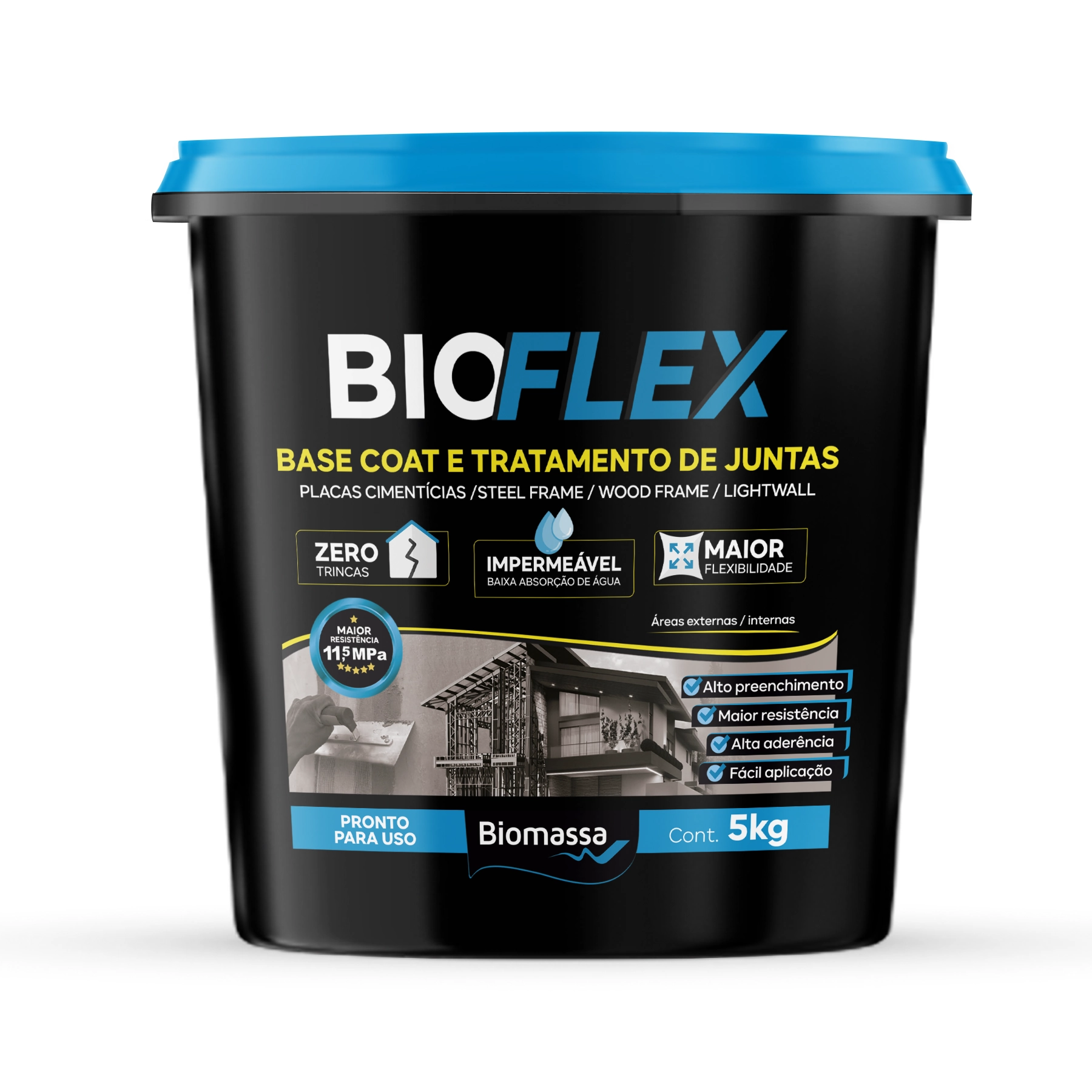 Argamassa Polimérica Interno e Externo 5kg Bioflex Base Coat e Tratamento de Juntas Biomassa do Brasil