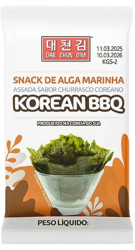 Snack Dae Chun Gim Alga Marinha 4g Korean Bbq