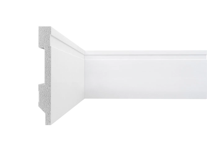 Rodapé Frisado Em Poliestireno Floort 7cm X 13mm Branco