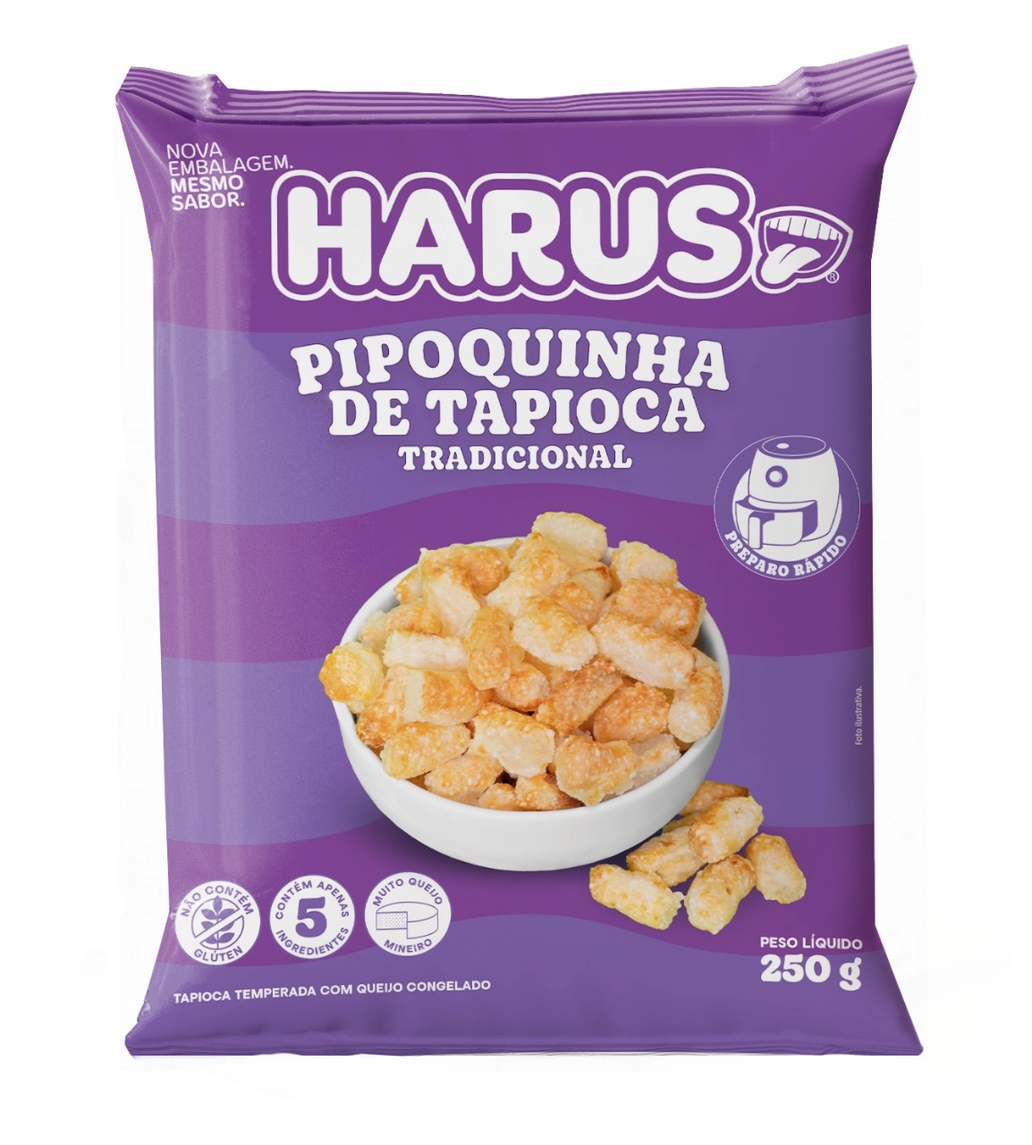 Pipoquinha De Tapioca Congelada Temperada Tradicional Harus Pacote 250g