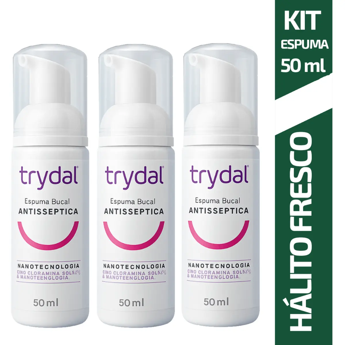 Kit Solução Bucal Espuma Trydal 50ml - 3 unidades