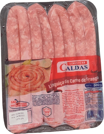 Linguica Caldas Frango Fina 500g Bdj