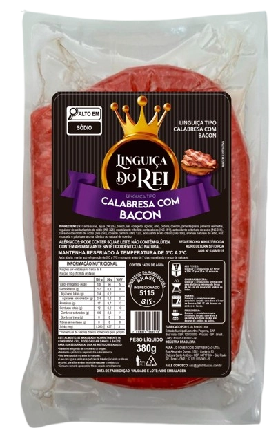 Linguica Do Rei 380g Calabresa C/ Bacon