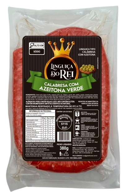 Linguica Do Rei 380g Calabresa C/ Azeitona Verde