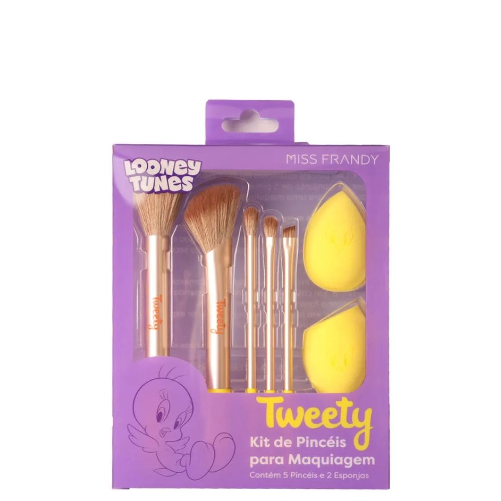 Kit Pincel De Maquiagem Miss Frandy Tweety C/7pcs