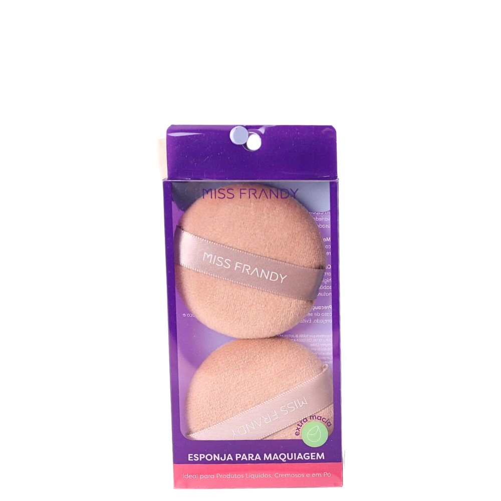 Kit Esponjas P/maquiagem Miss Frandy Redondas De Veludo 2pcs