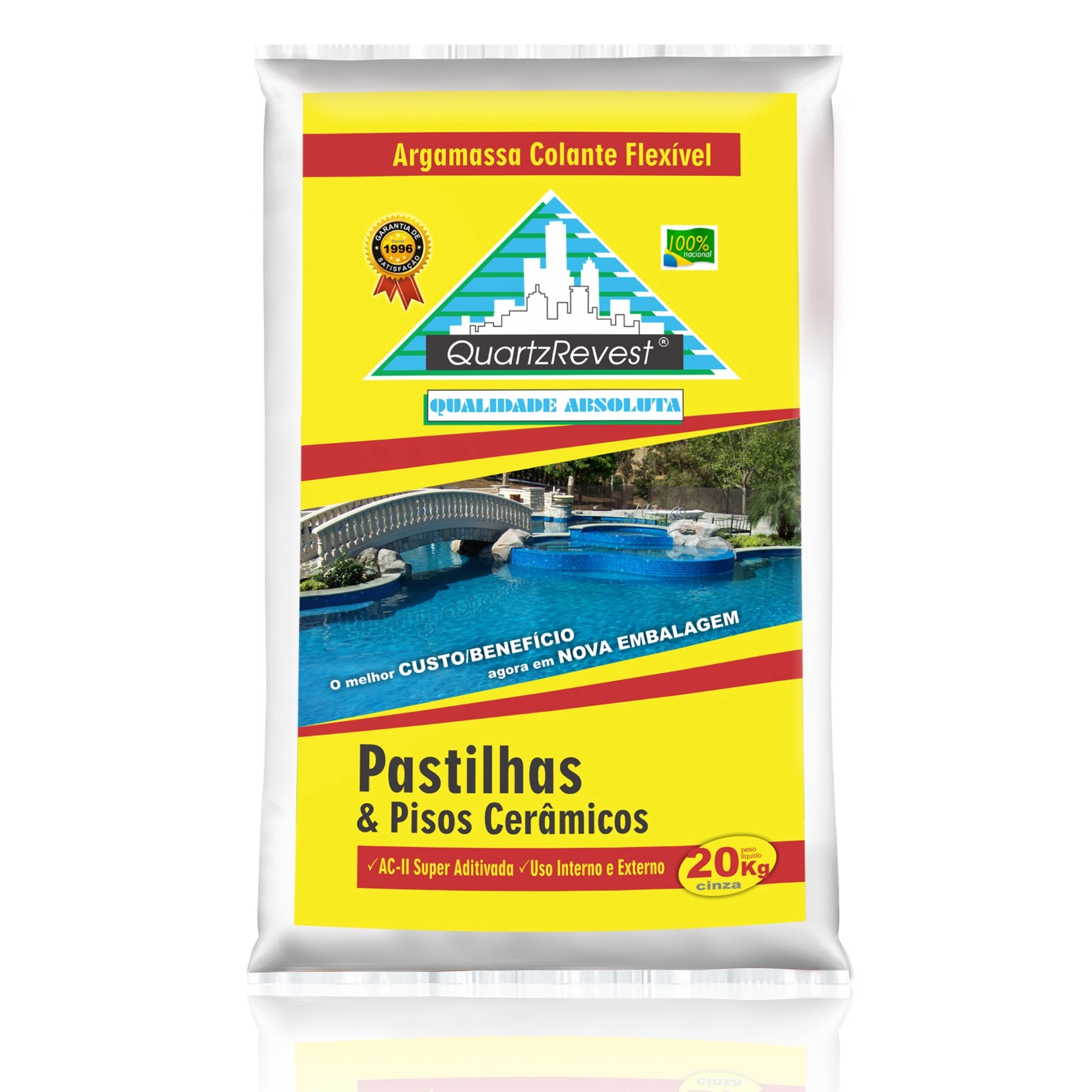 Argamassa ACII Cinza Interno e Externo 20kg QuartzRevest