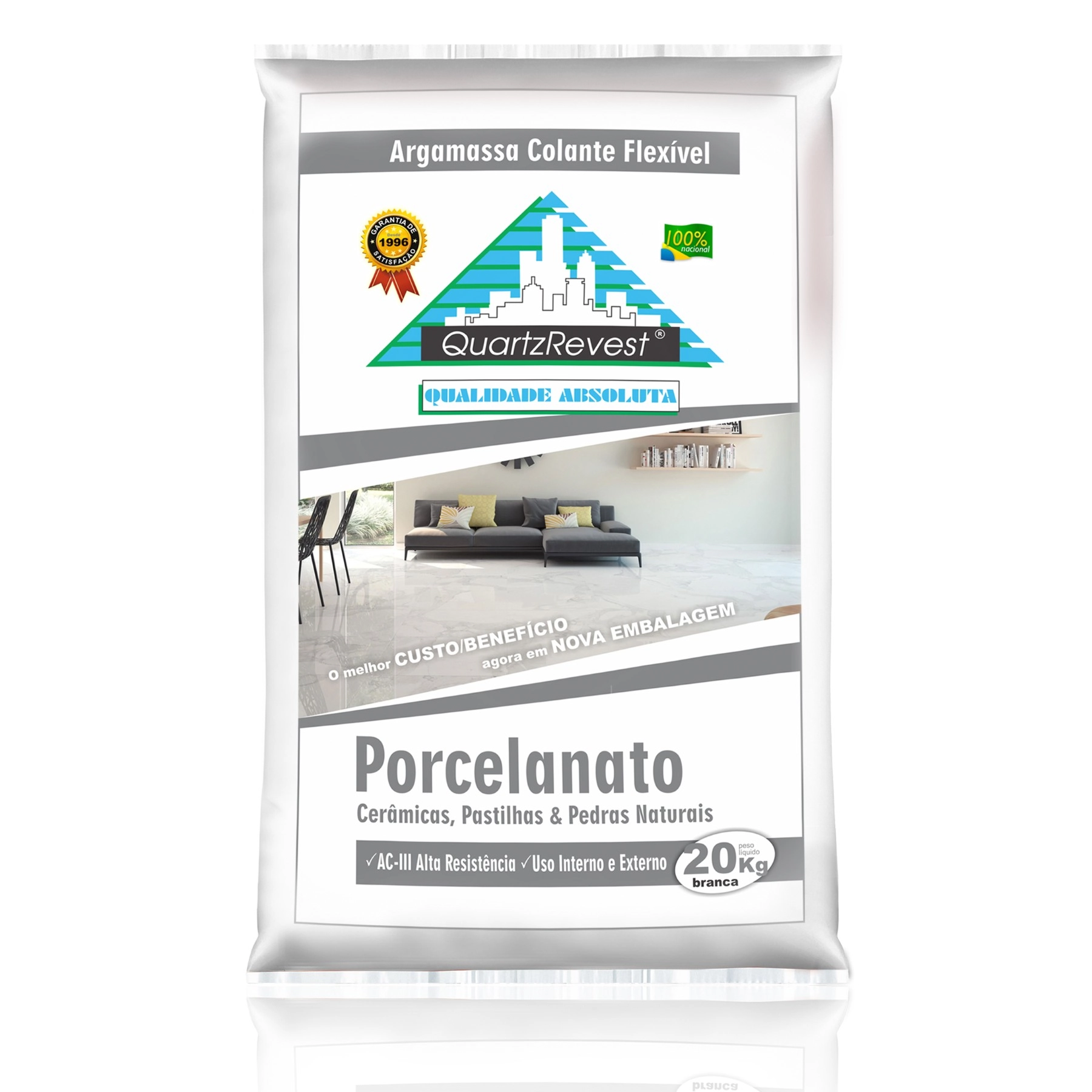 Argamassa ACIII Interno e Externo 20kg Branca Quartz Revest