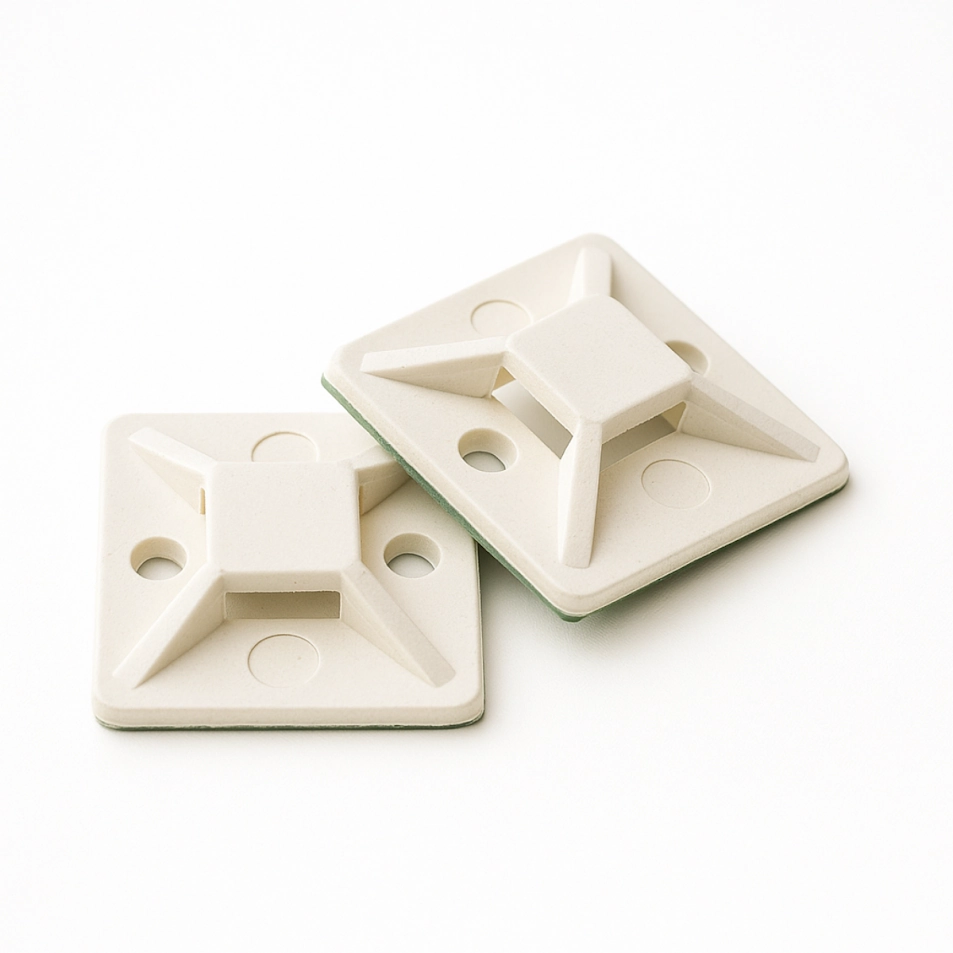 Fixador Autoadesivo Para Fios E Cabos Mz Fix 28x28mm Branco - 100 Peças
