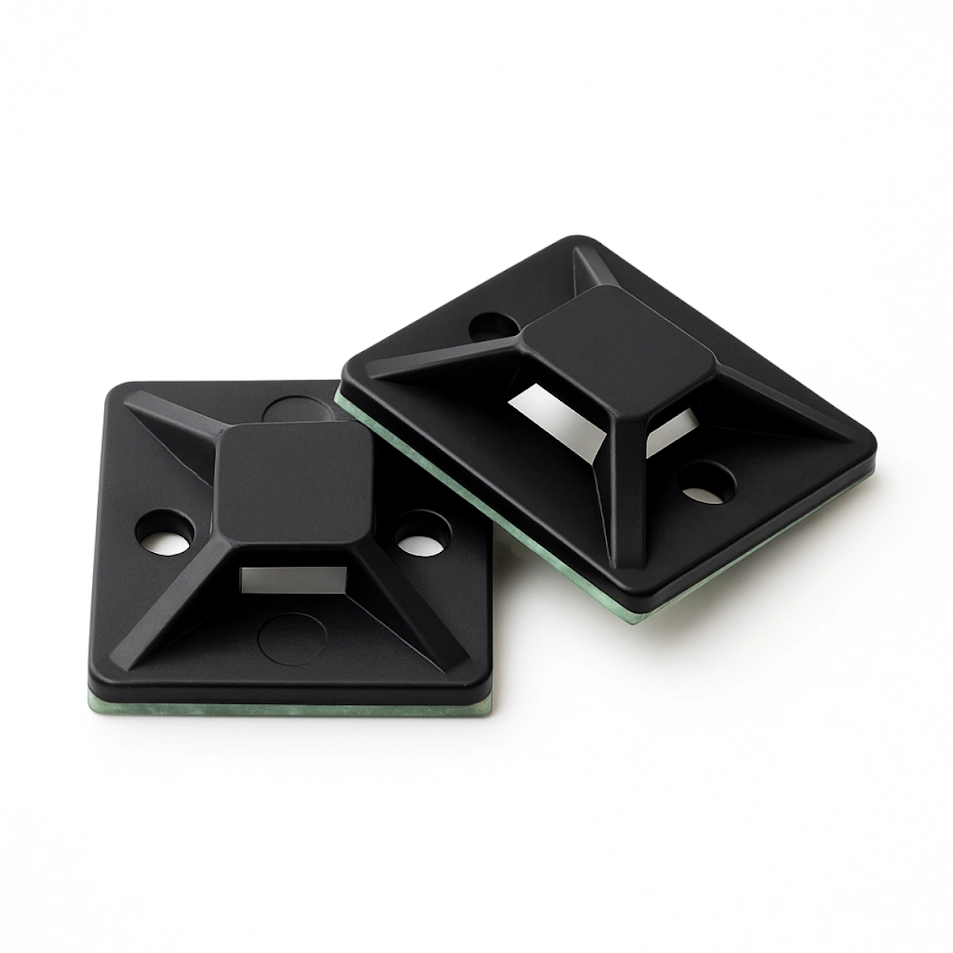 Fixador Autoadesivo Para Fios E Cabos Mz Fix 28x28mm Preto - 20 Peças