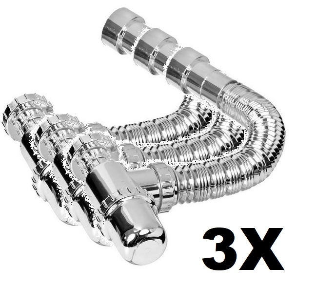 Kit 3 Sifão Copo Sanfonado Cromado Astra