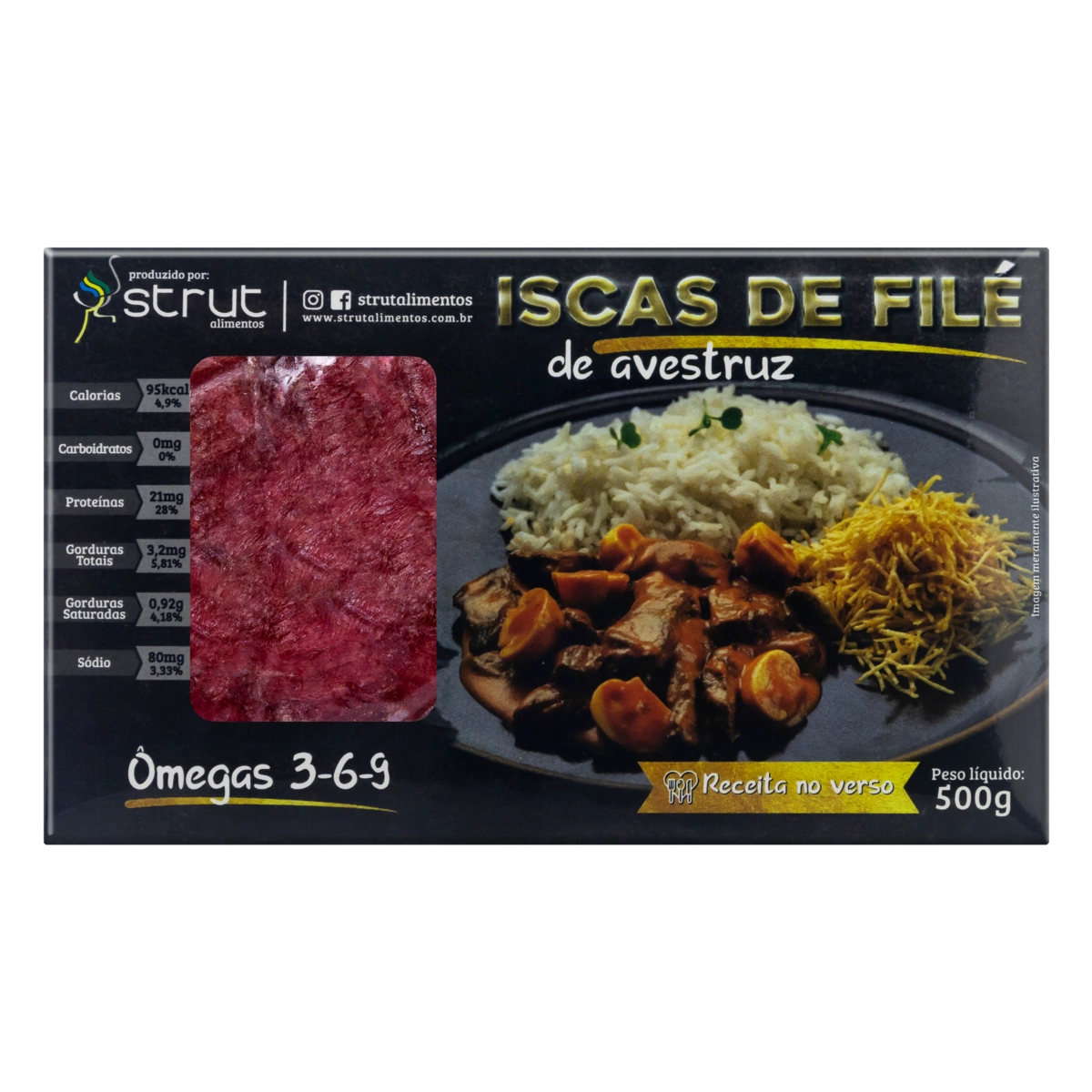 Carne De Avestruz Em Iscas Congelada Strut 500g