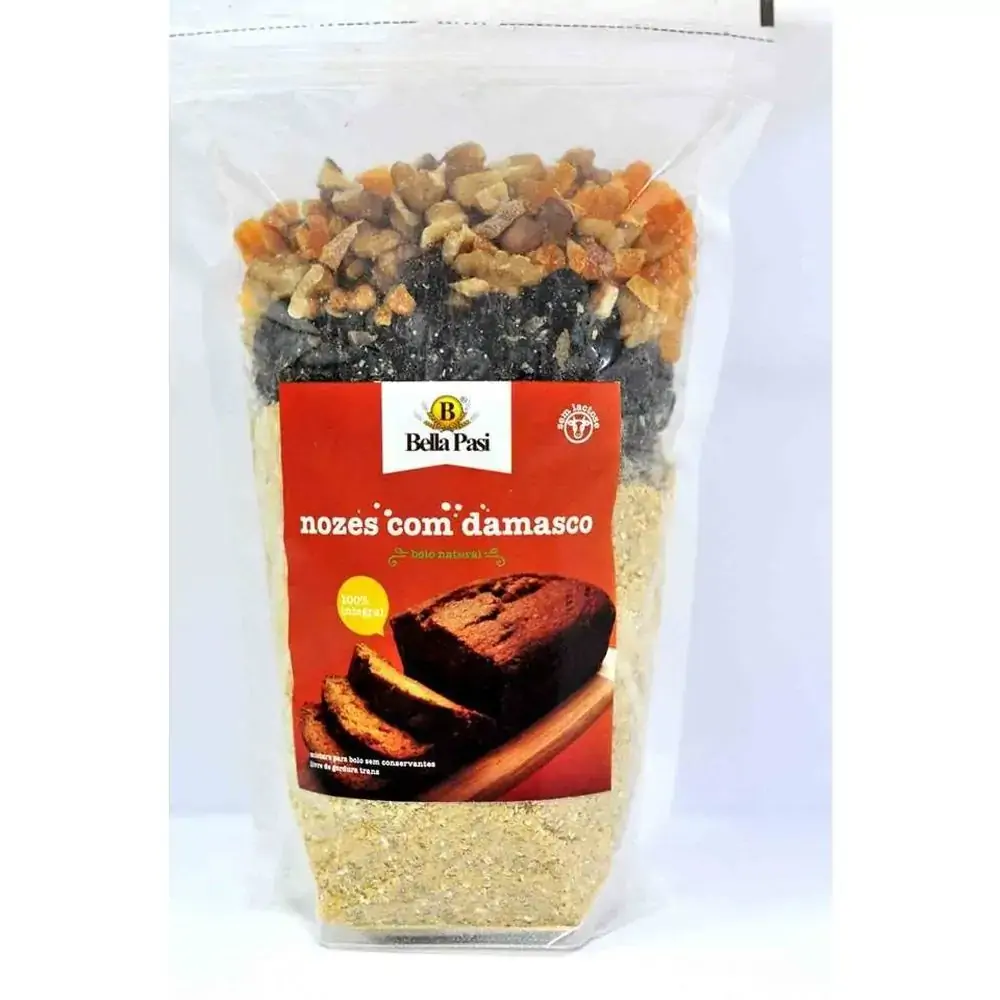 Mistura Bolo Nozes Damasco 485g Bella Pasi