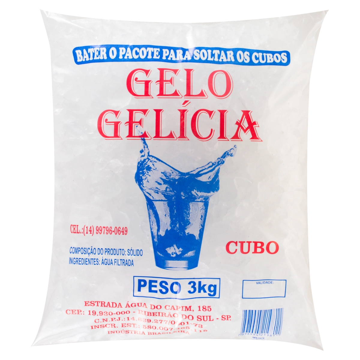 Gelo Cubos Gelícia 3kg