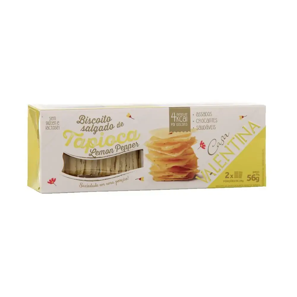 Biscoito Tapioca Lemon Pepper 65g Casa Valentina