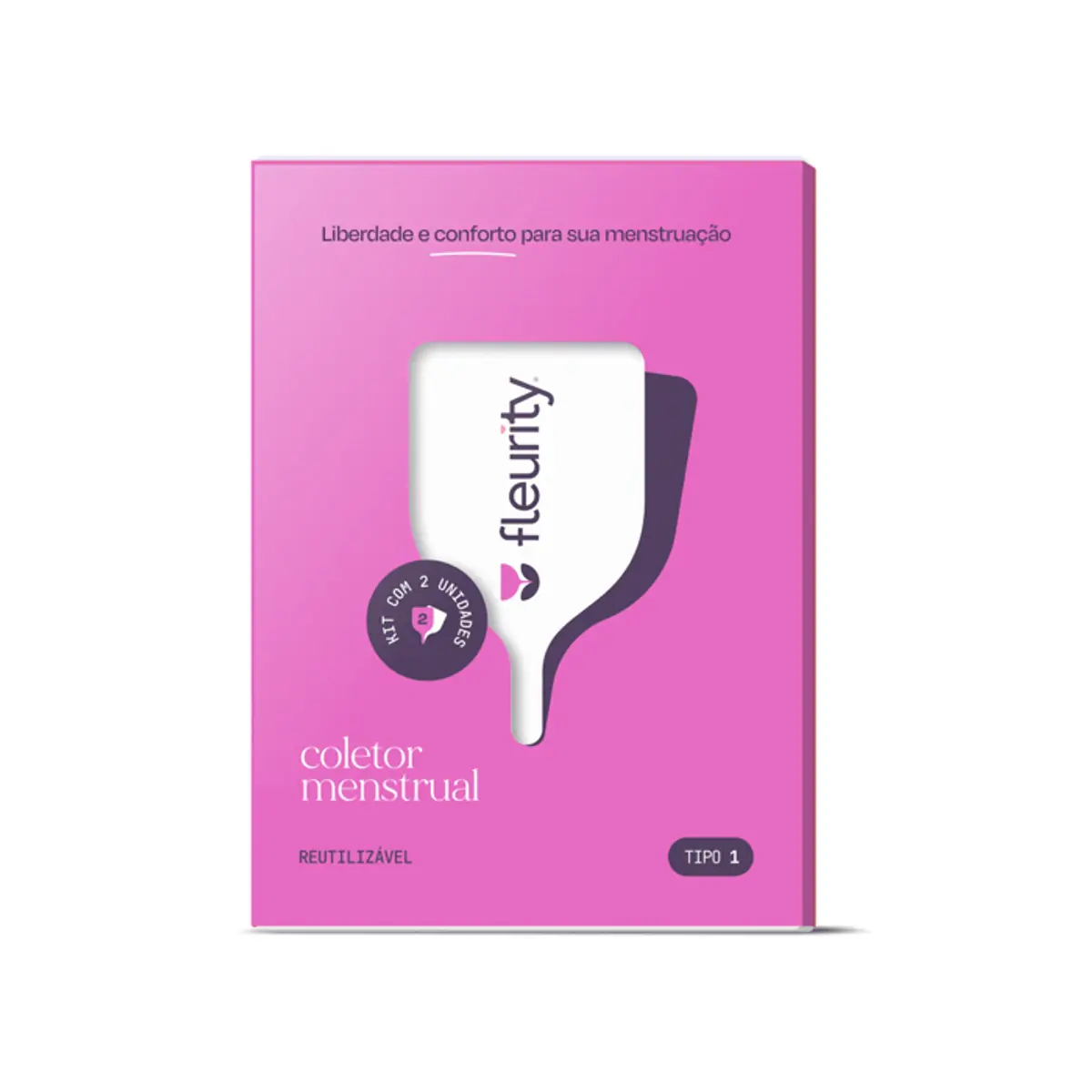 Coletor Menstrual Reutilizável Tipo 1 Fleurity 46mm X 80mm Caixa 2 Unidades