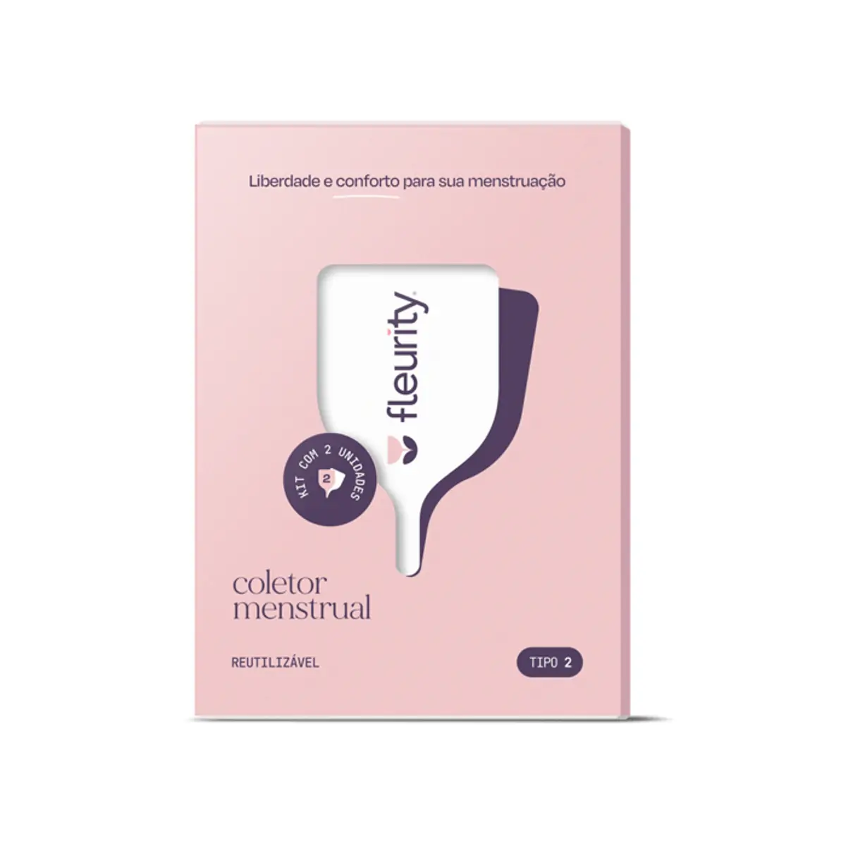 Coletor Menstrual Reutilizável Tipo 2 Fleurity 40mm X 75mm Caixa 2 Unidades