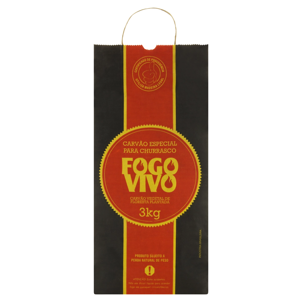 Carvão Vegetal Para Churrasco Fogo Vivo Pacote 3kg