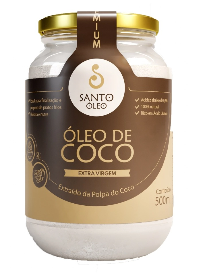 óleo De Coco Extra Virgem Santo óleo Premium Vidro 500ml