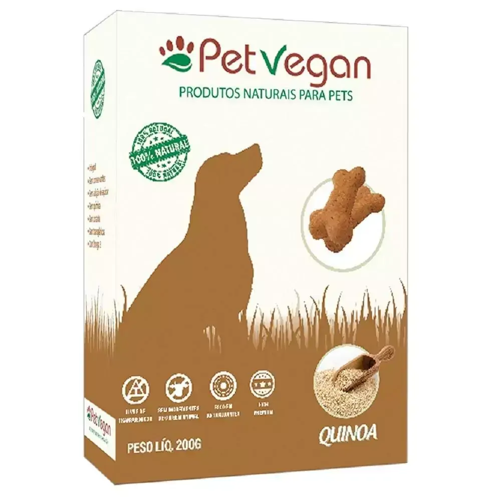 Biscoitos Pet Vegan Quinoa - Petisco Saudável Vegano para Cães (200g)