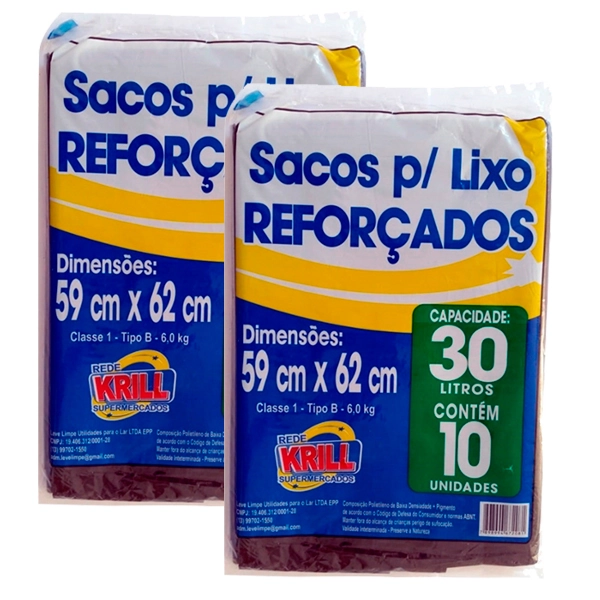 Saco Lixo Rede Krill Reforcado 30l C/10un